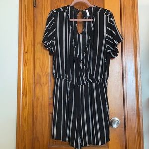 Xhilaration Black and White striped romper